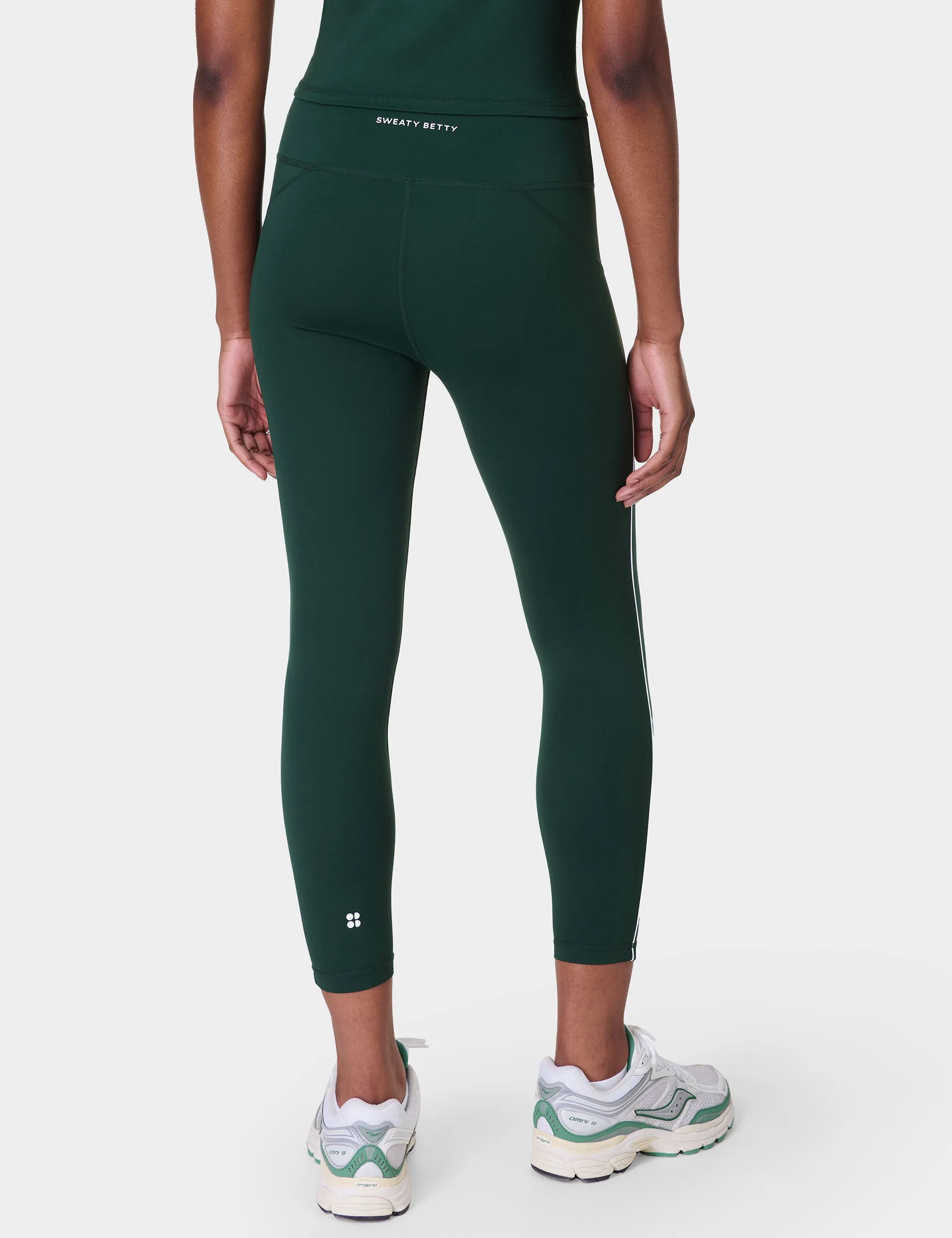 Ganztägig aktive Kontrastpaspelierung 7/8-Leggings - Zedergrün