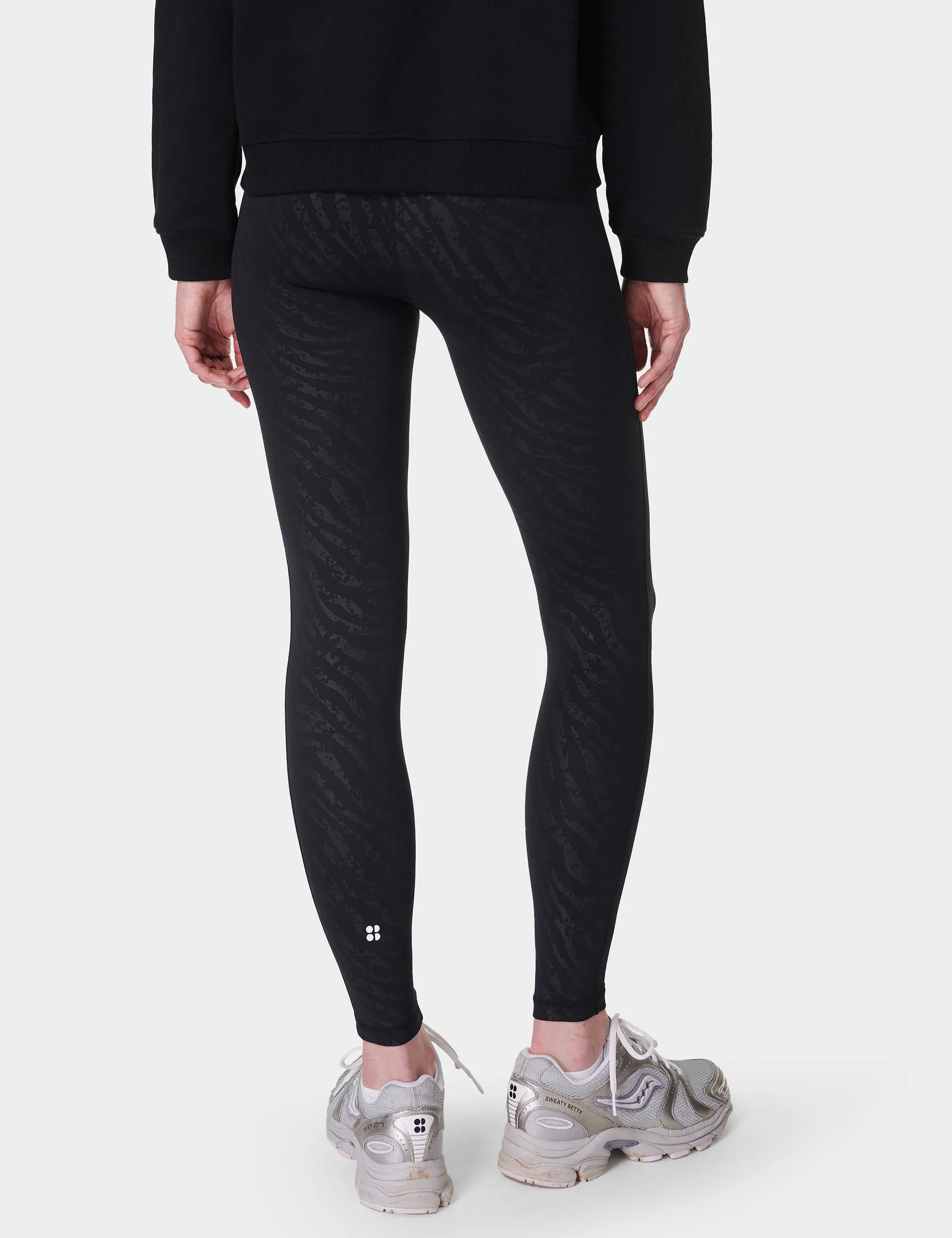 Ganztägige Leggings - Schwarz Verblasster Zebra-Prägedruck
