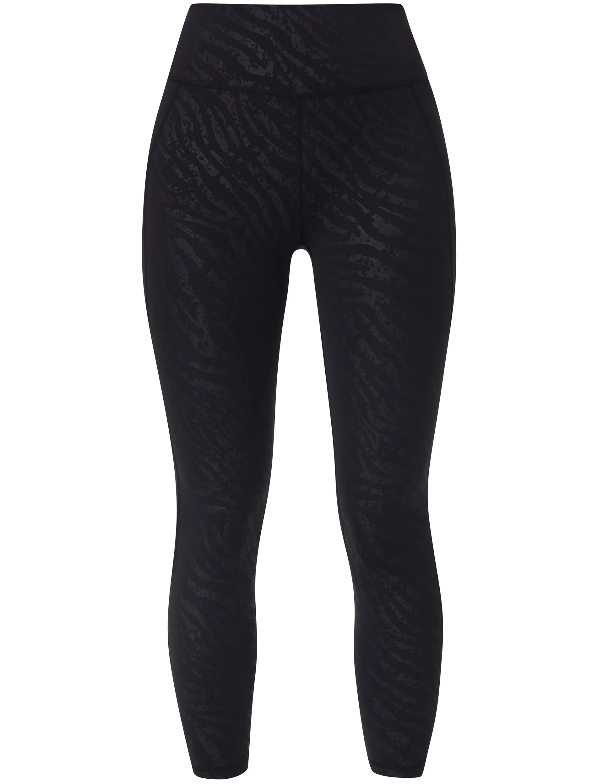 Ganztägige Leggings - Schwarz Verblasster Zebra-Prägedruck
