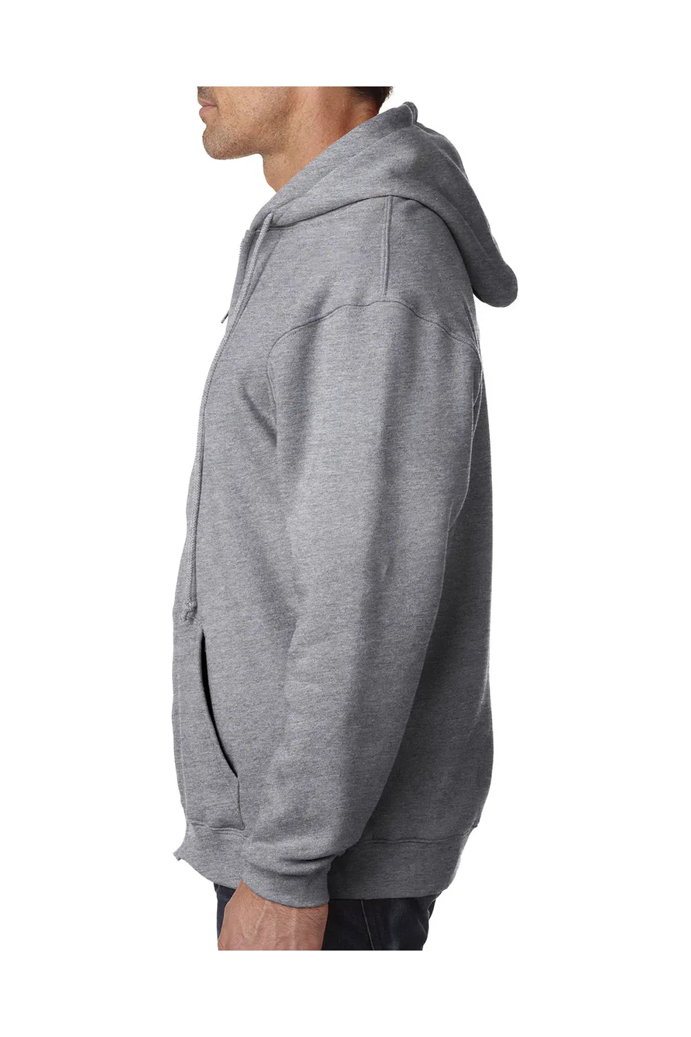 Bayside Herren USA Gemachter Kapuzenpullover mit Reißverschluss und Taschen - Dunkel Aschgrau