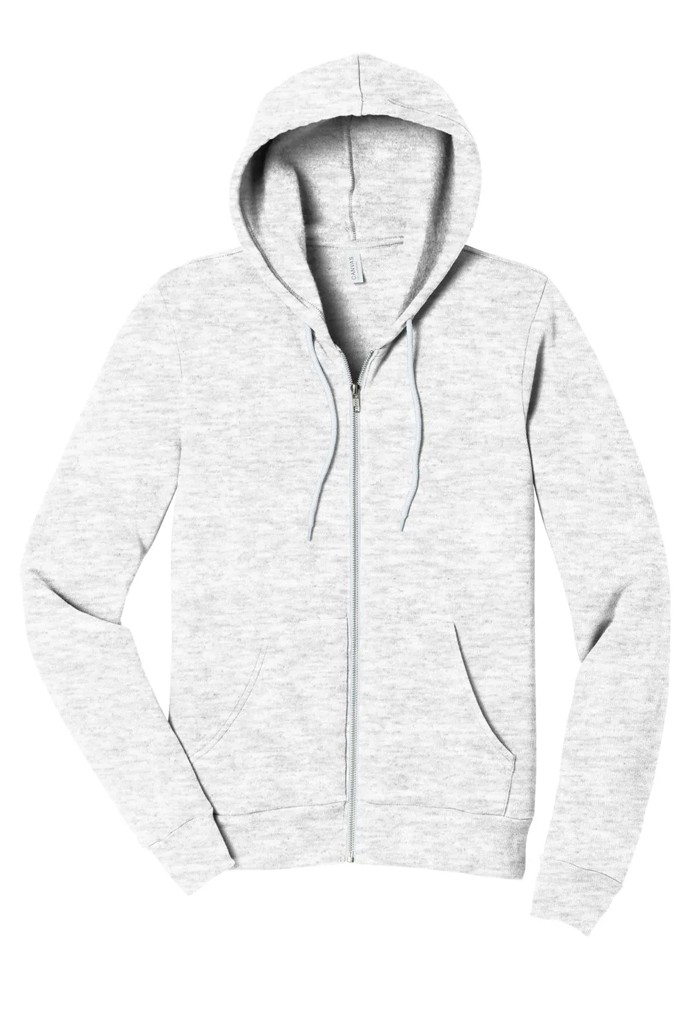 Bella   Canvas Herren Fleece Full-Zip Kapuzenpullover mit Taschen - Aschgrau