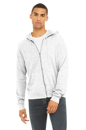 Bella   Canvas Herren Fleece Full-Zip Kapuzenpullover mit Taschen - Aschgrau