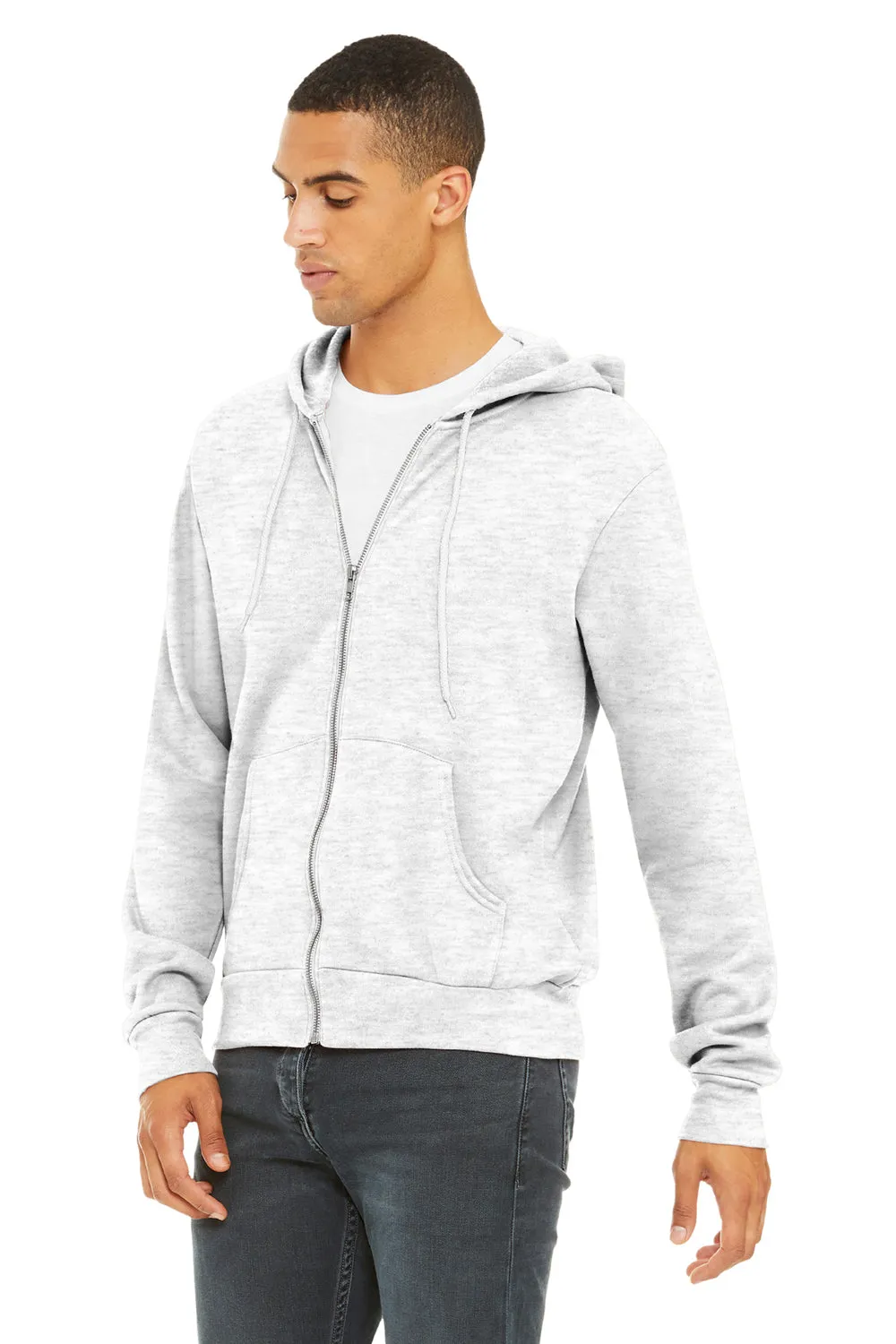 Bella   Canvas Herren Fleece Full-Zip Kapuzenpullover mit Taschen - Aschgrau