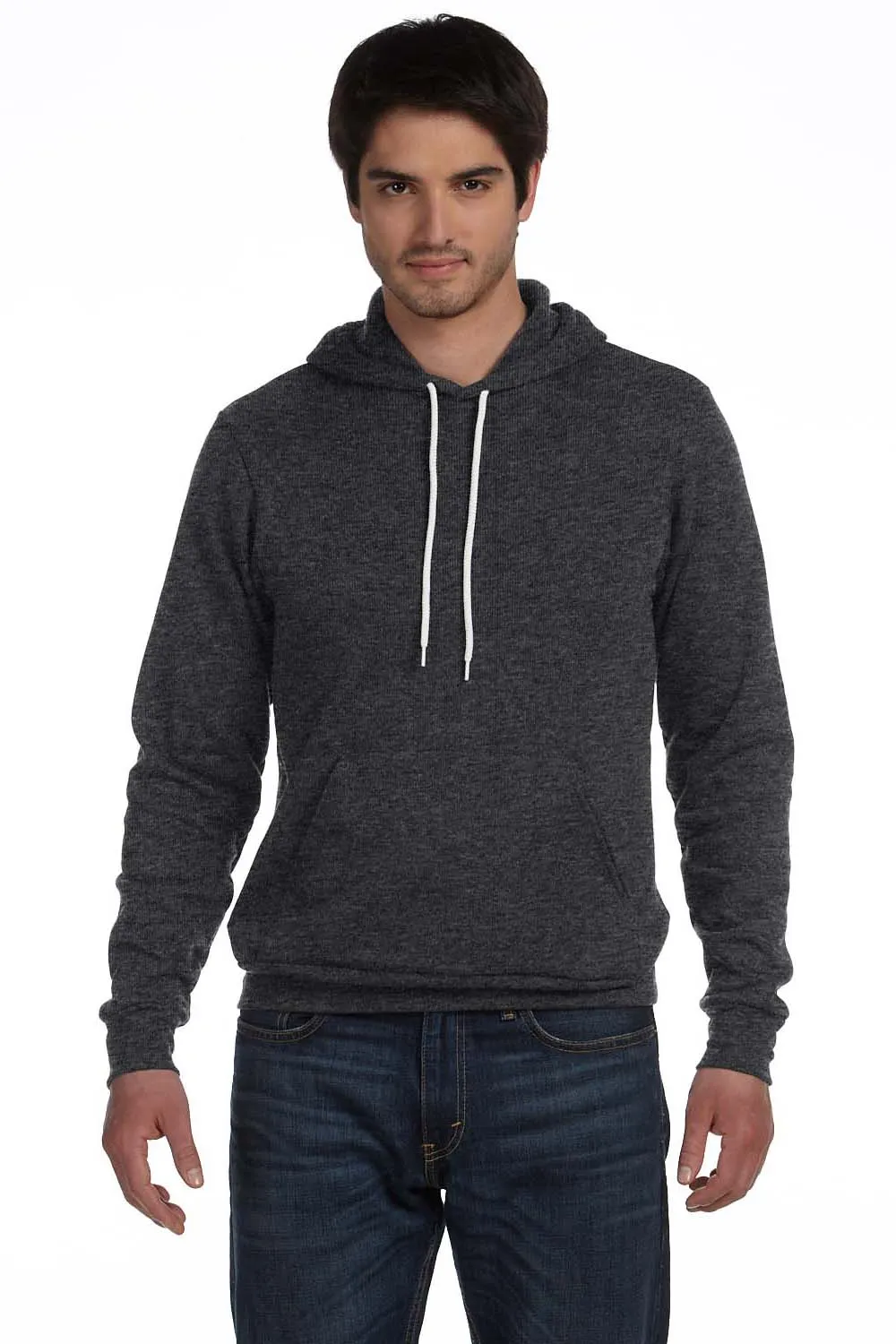 Bella   Canvas Herren Hoodie mit Kapuze und Kangaroo-Tasche aus Sponge-Fleece - Heather Dunkelgrau