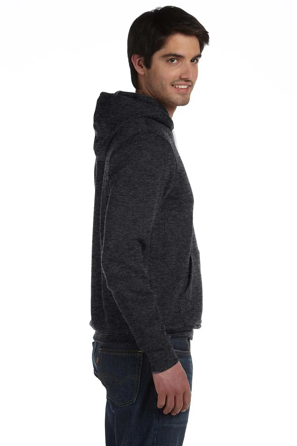 Bella   Canvas Herren Hoodie mit Kapuze und Kangaroo-Tasche aus Sponge-Fleece - Heather Dunkelgrau