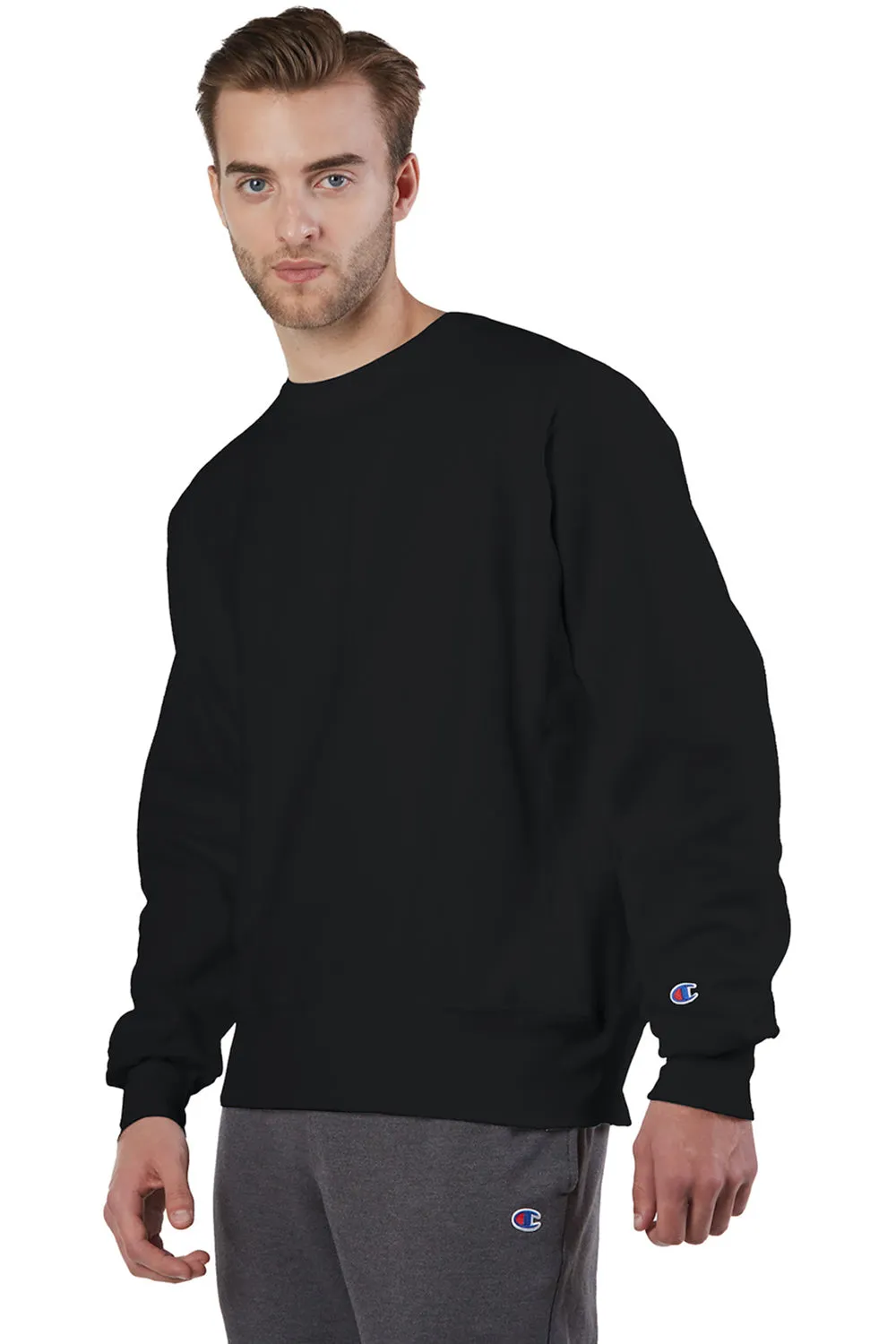 Champion Herren Rundhals-Sweatshirt mit Schrumpffestigkeit - Schwarz