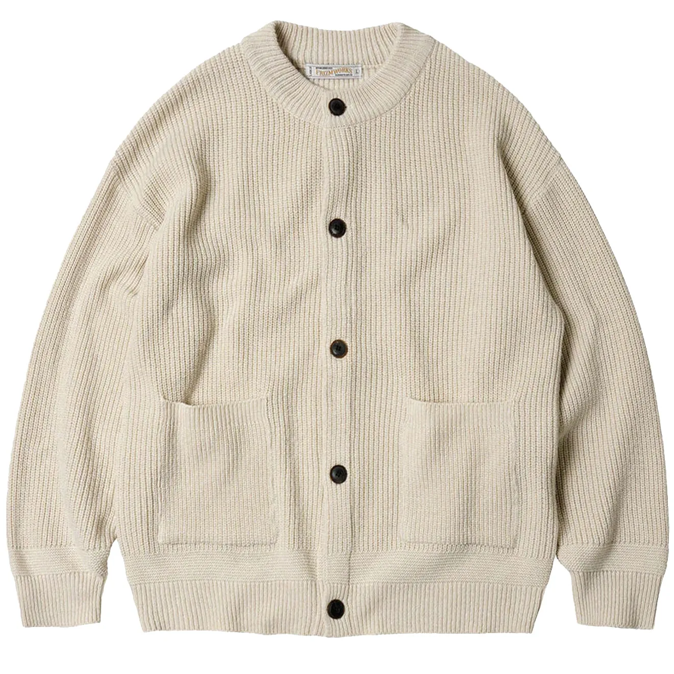Kleidung Frizmworks Herren Frizmworks Schwere Wolle Rund Cardigan Creme