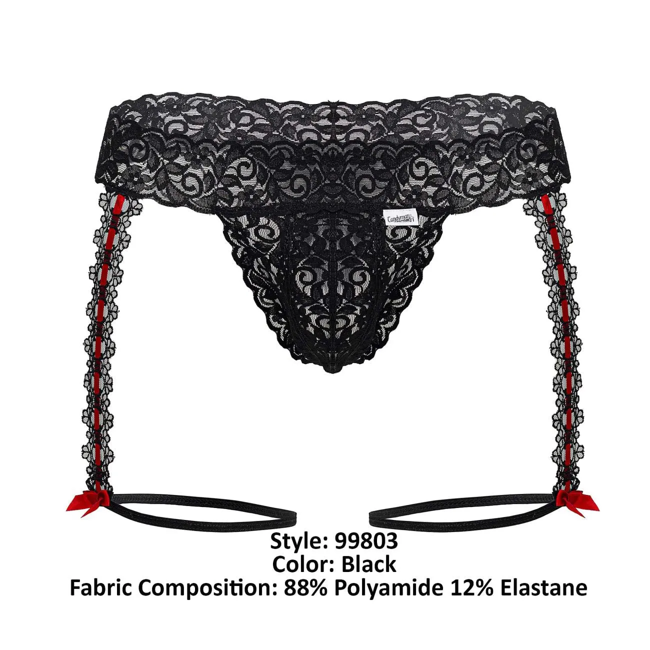 Bekleidung_Candyman_Herrenunterwäsche CandyMan 99803 Spitzenhalter Tanga Farbe Schwarz