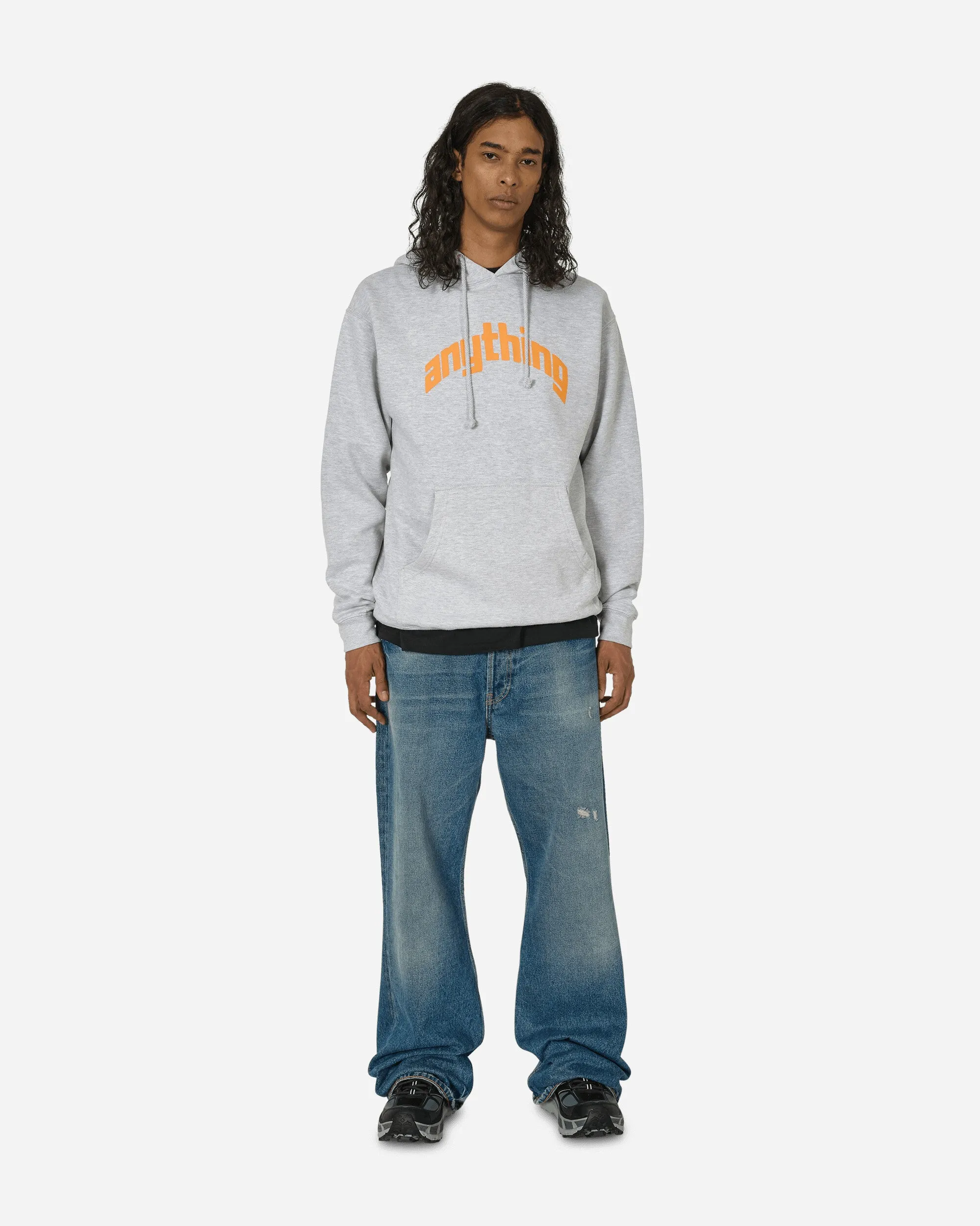 Gebogenes Logo Hoodie Heather Grau