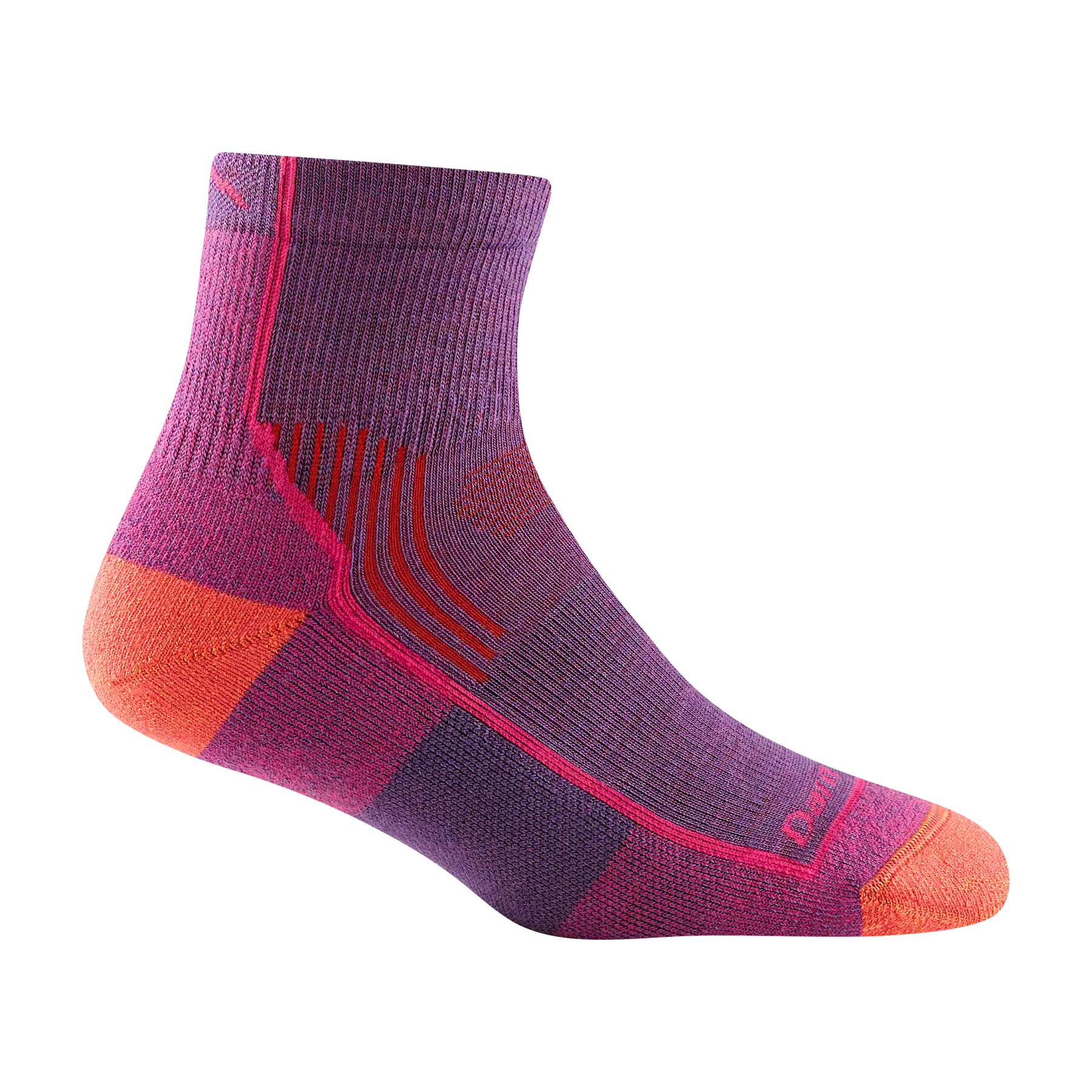Darn Tough Socken Damen Wander 1/4 Socke Mittelgewicht Polsterung Beere