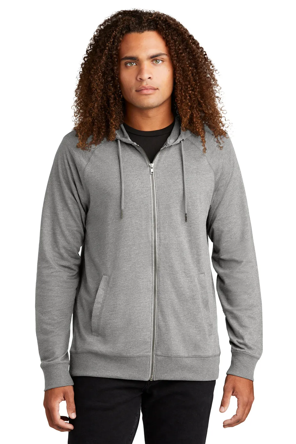 District Herren French Terry Full Zip Kapuzenpullover mit Taschen - Heather Hellgrau