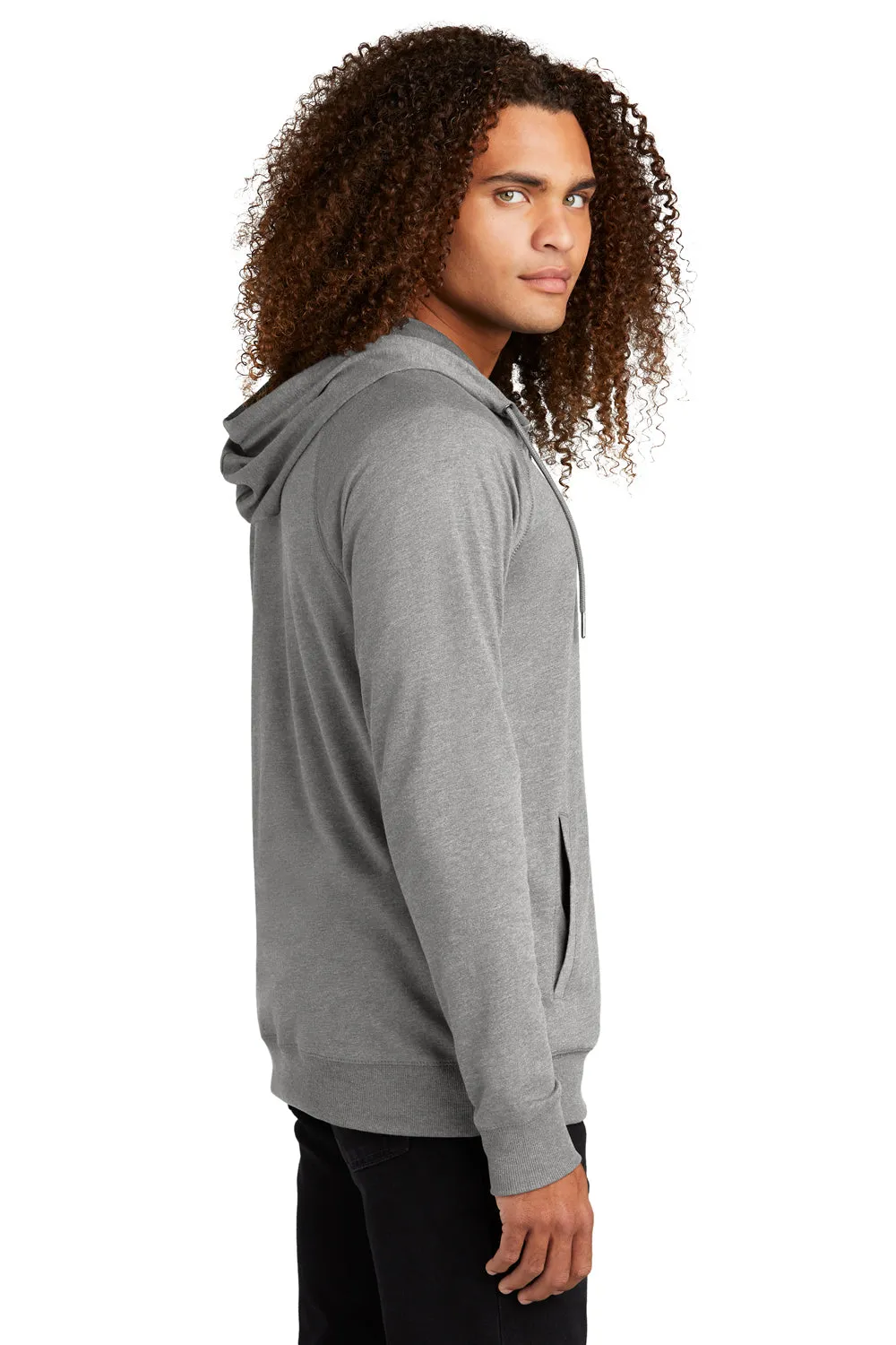 District Herren French Terry Full Zip Kapuzenpullover mit Taschen - Heather Hellgrau