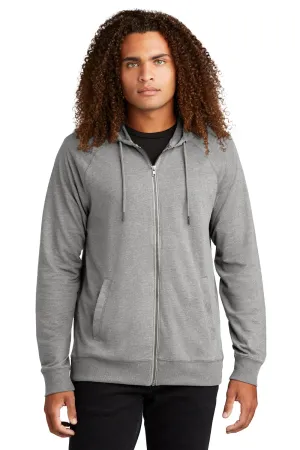 District Herren French Terry Full Zip Kapuzenpullover mit Taschen - Heather Hellgrau