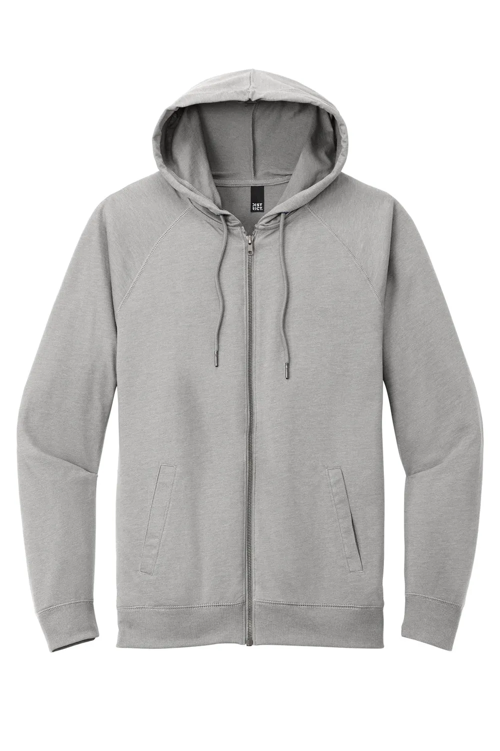 District Herren French Terry Full Zip Kapuzenpullover mit Taschen - Heather Hellgrau
