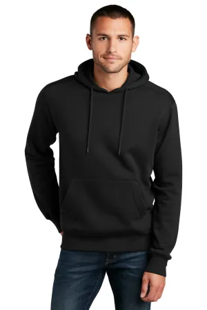 District Herren Perfektes Gewicht Fleece Kapuzenpullover Hoodie mit Beuteltasche - Tiefschwarz