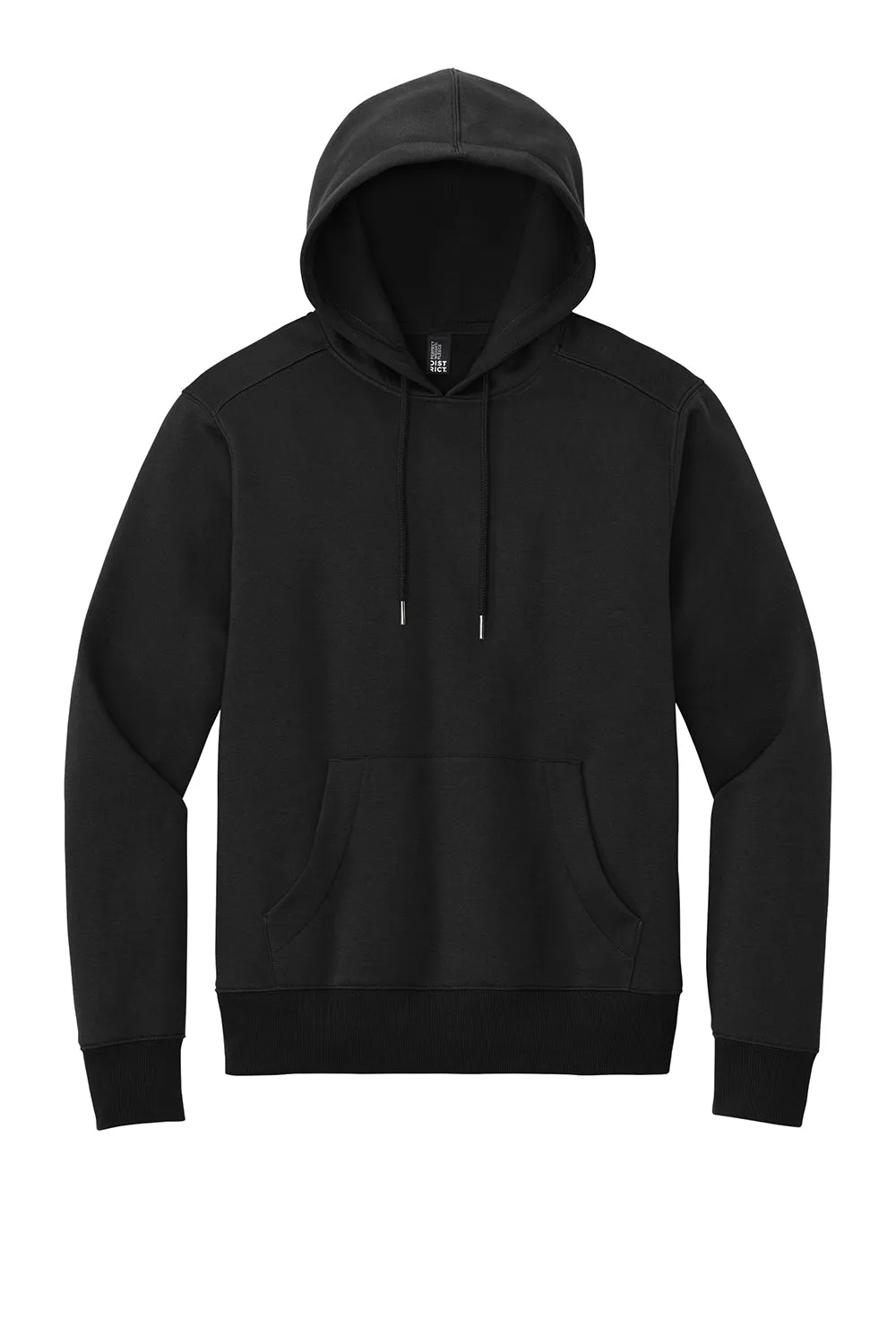District Herren Perfektes Gewicht Fleece Kapuzenpullover Hoodie mit Beuteltasche - Tiefschwarz