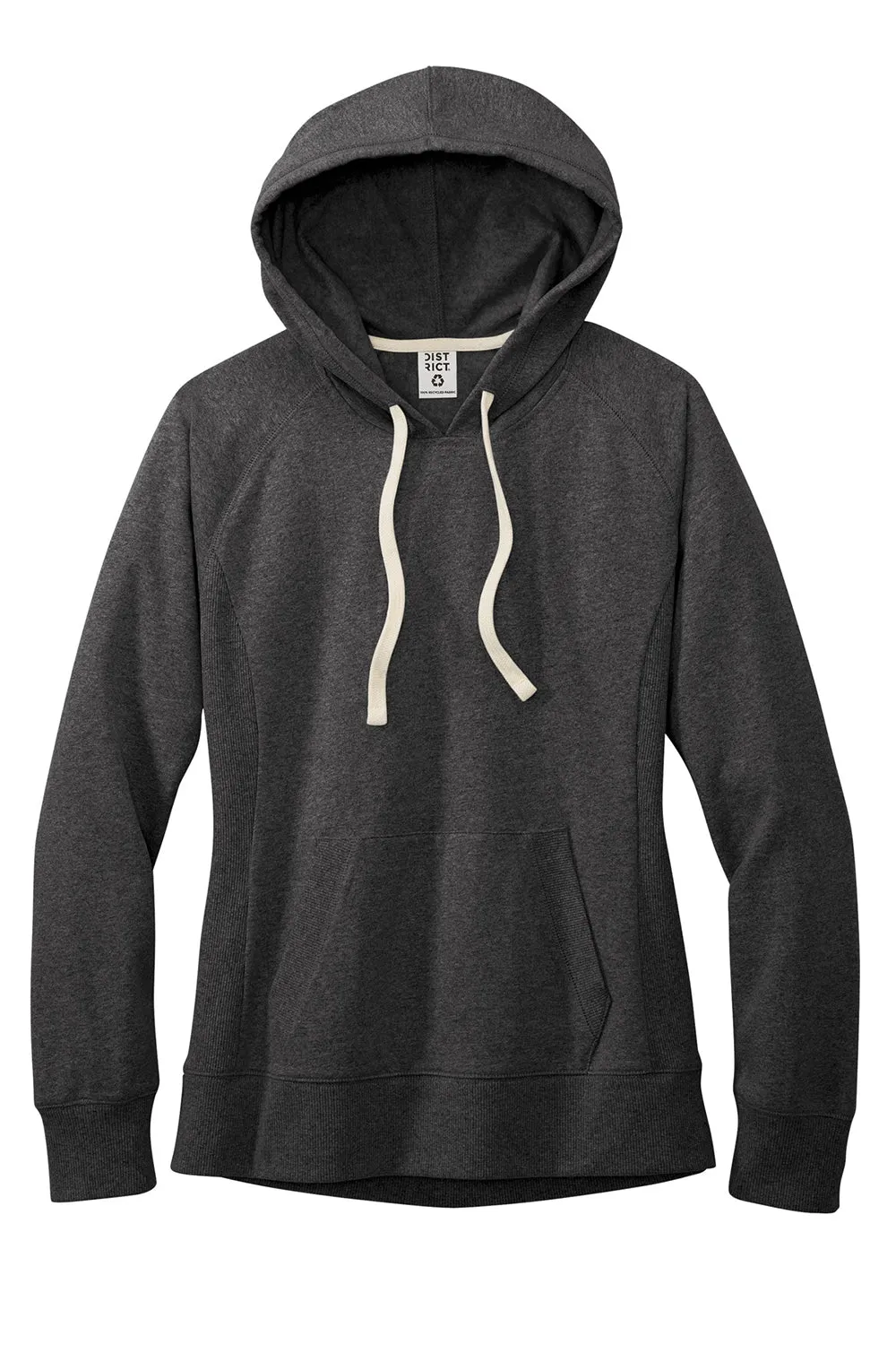 District Damen Re-Fleece Kapuzenpullover mit Kangaroo-Tasche - Heather Charcoal Grey