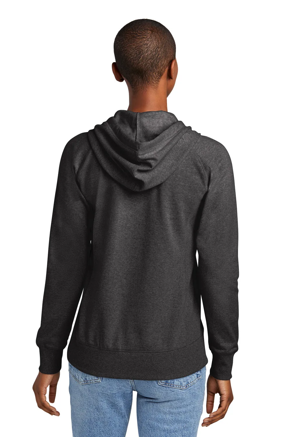 District Damen Re-Fleece Kapuzenpullover mit Kangaroo-Tasche - Heather Charcoal Grey