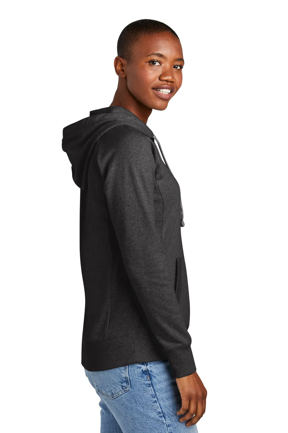 District Damen Re-Fleece Kapuzenpullover mit Kangaroo-Tasche - Heather Charcoal Grey