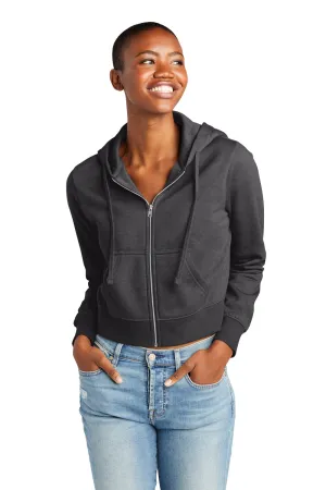District Damen V.I.T. Fleece Kapuzenpullover mit Reißverschluss und Taschen - Heather Charcoal Grey