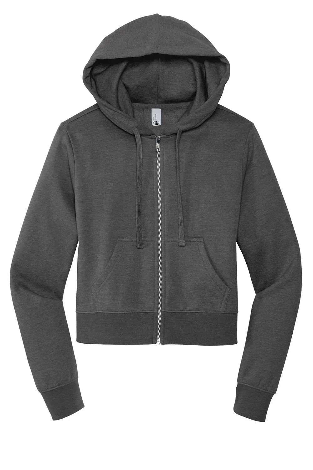 District Damen V.I.T. Fleece Kapuzenpullover mit Reißverschluss und Taschen - Heather Charcoal Grey
