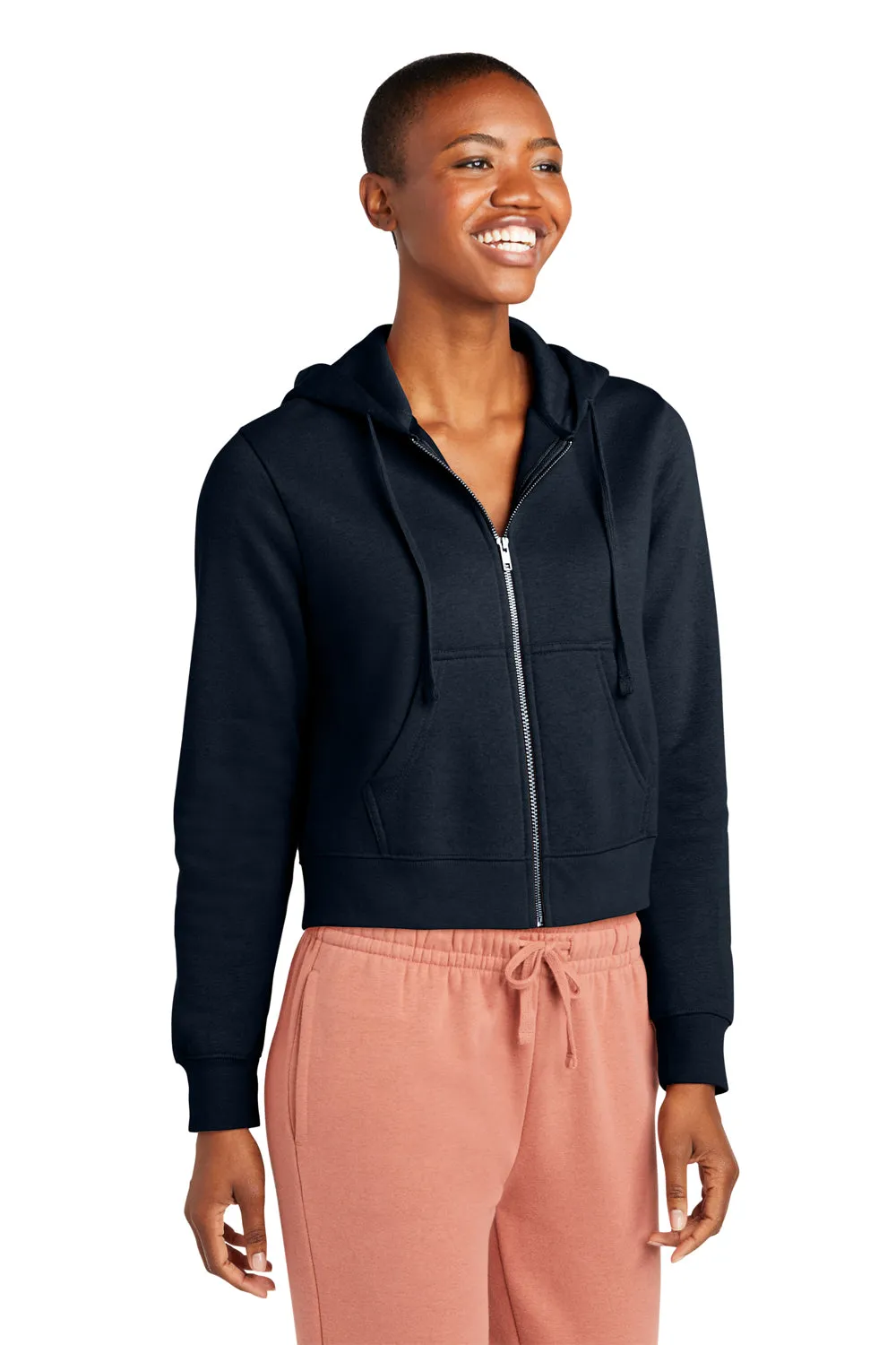 Damen Fleece Kapuzenpullover mit Reißverschluss und Taschen von District W.I.T. - Neu in Marineblau