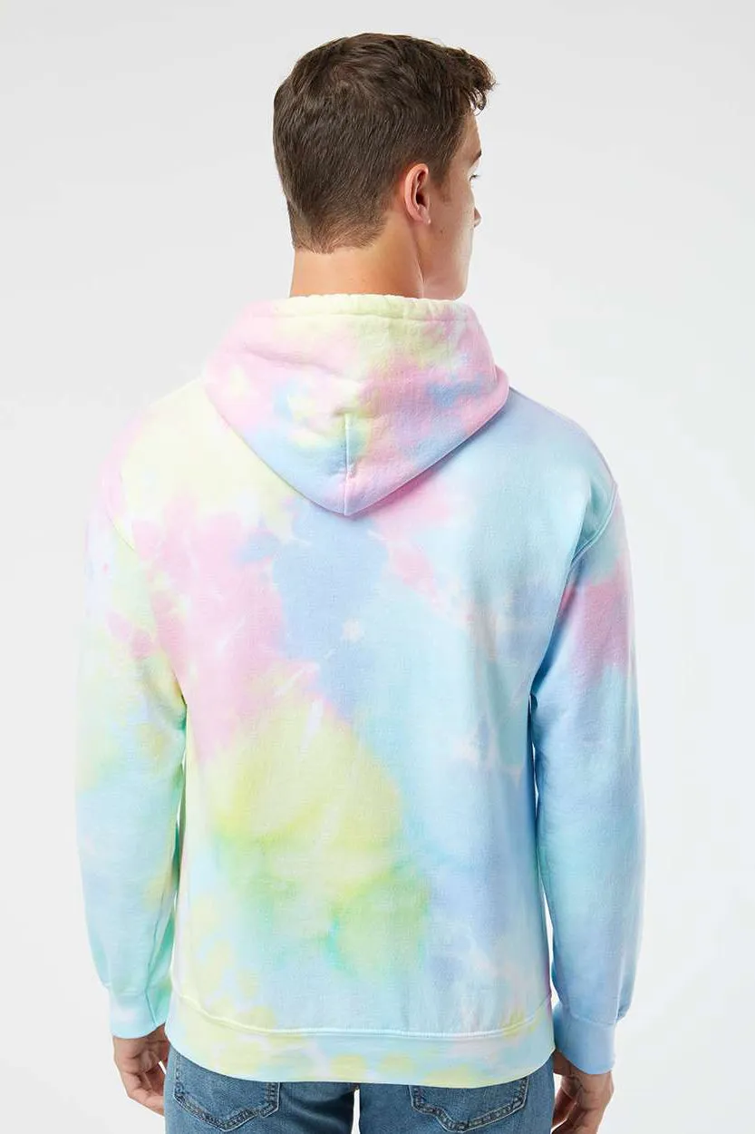 Dyenomite Herren Kapuzenpullover mit gemischter Färbung und Kangaroo-Tasche - Pastell-Regenbogen
