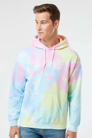 Dyenomite Herren Kapuzenpullover mit gemischter Färbung und Kangaroo-Tasche - Pastell-Regenbogen