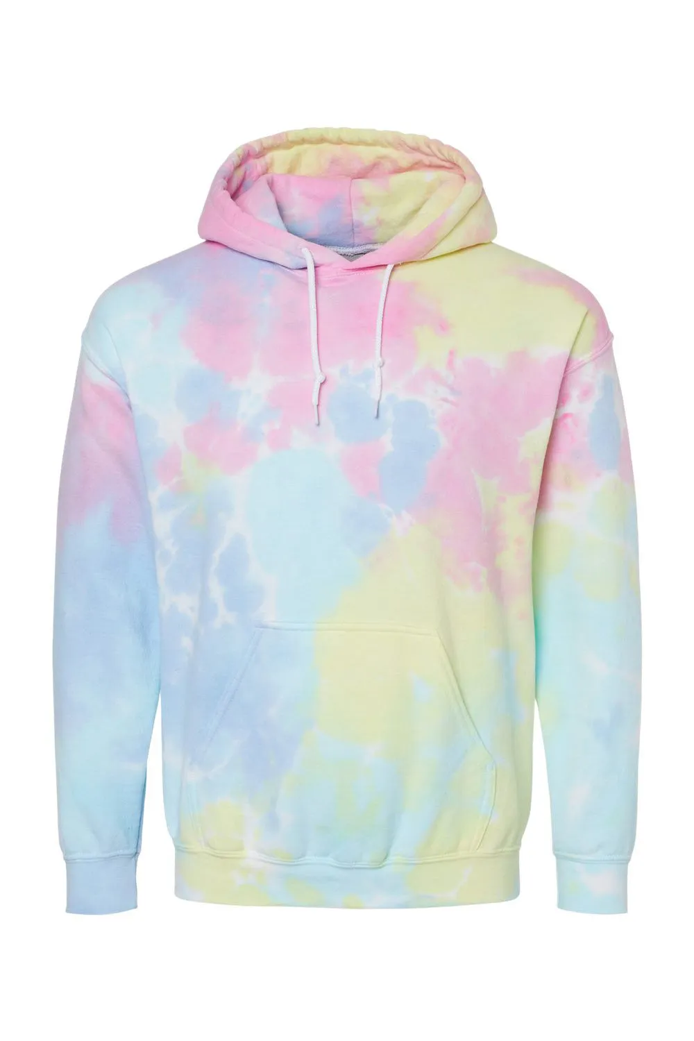 Dyenomite Herren Kapuzenpullover mit gemischter Färbung und Kangaroo-Tasche - Pastell-Regenbogen