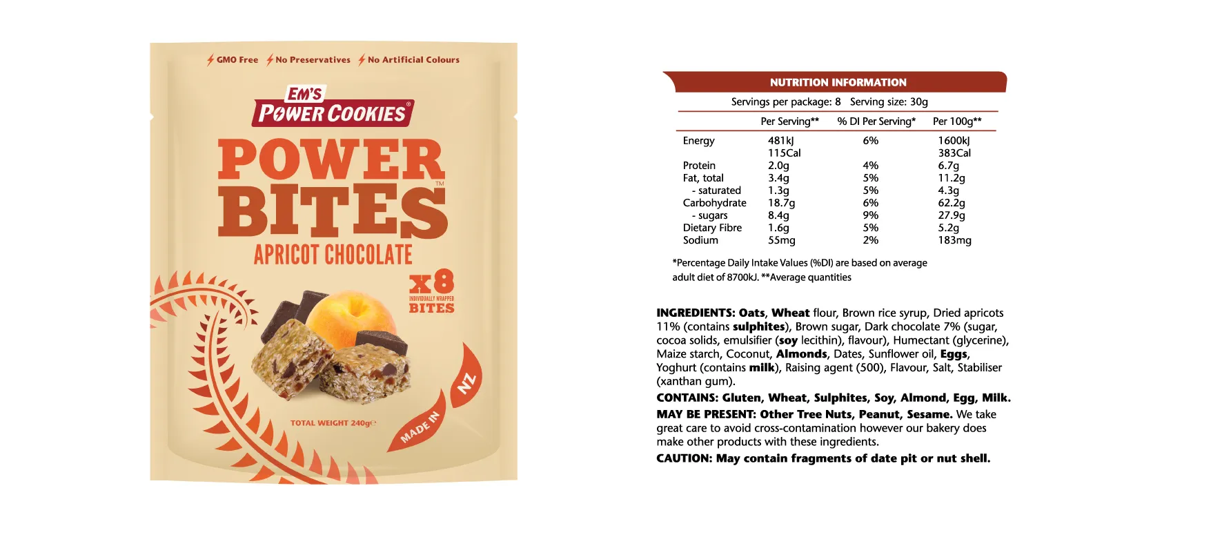 Em's Power Bites - 240g - 8er Pack