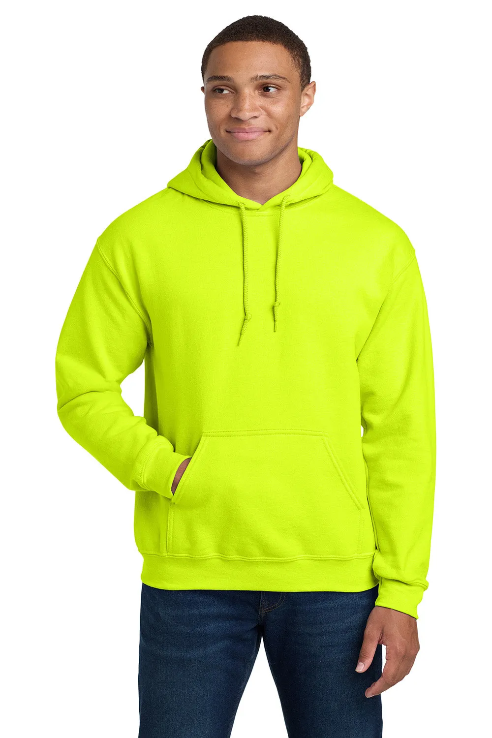 Gildan Herren Kapuzenpullover mit pillenresistentem Stoff und Kangaroo-Tasche - Sicherheitsgrün