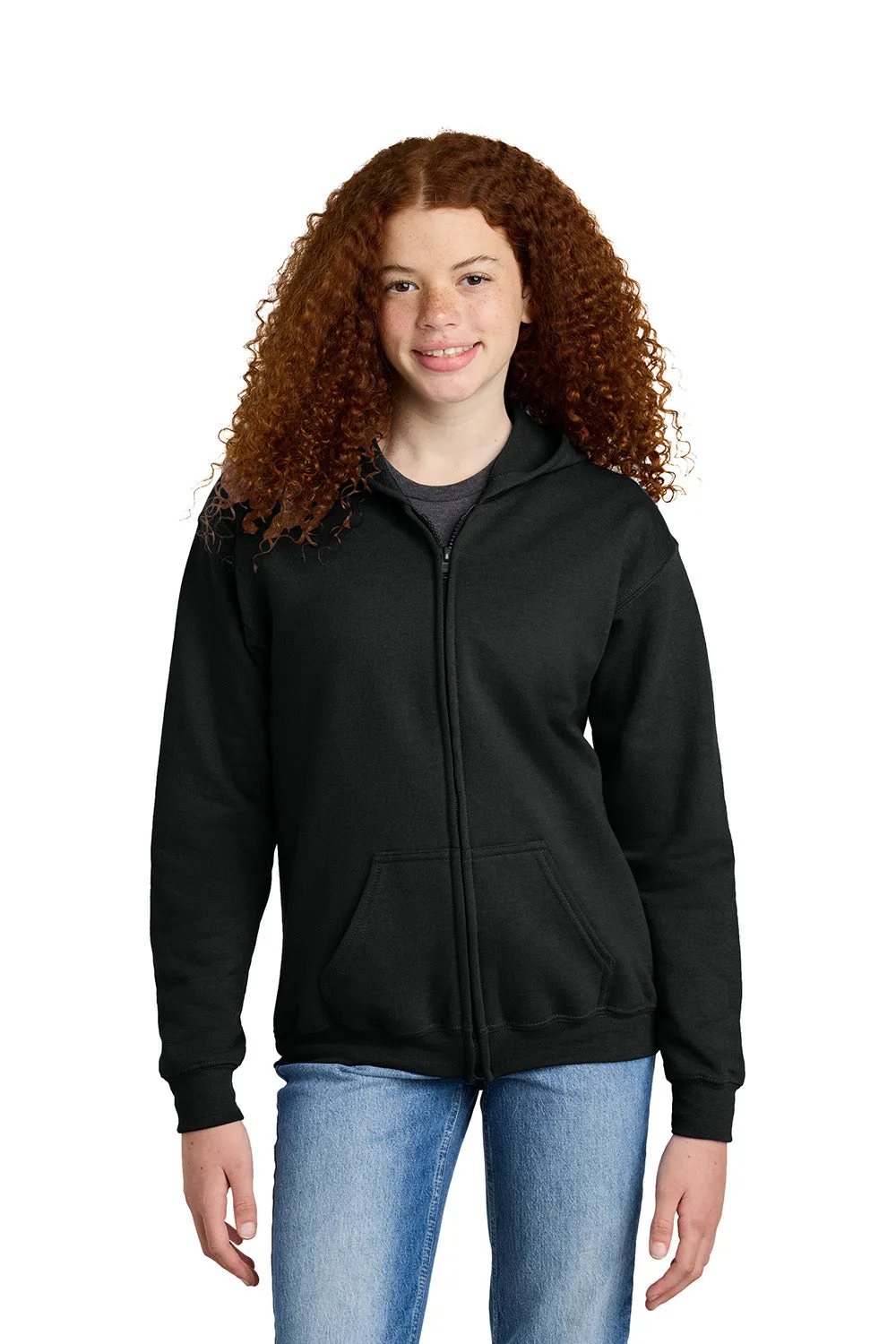 Gildan Jugend Heavy Blend Kapuzenpullover mit Reißverschluss und Taschen - Schwarz