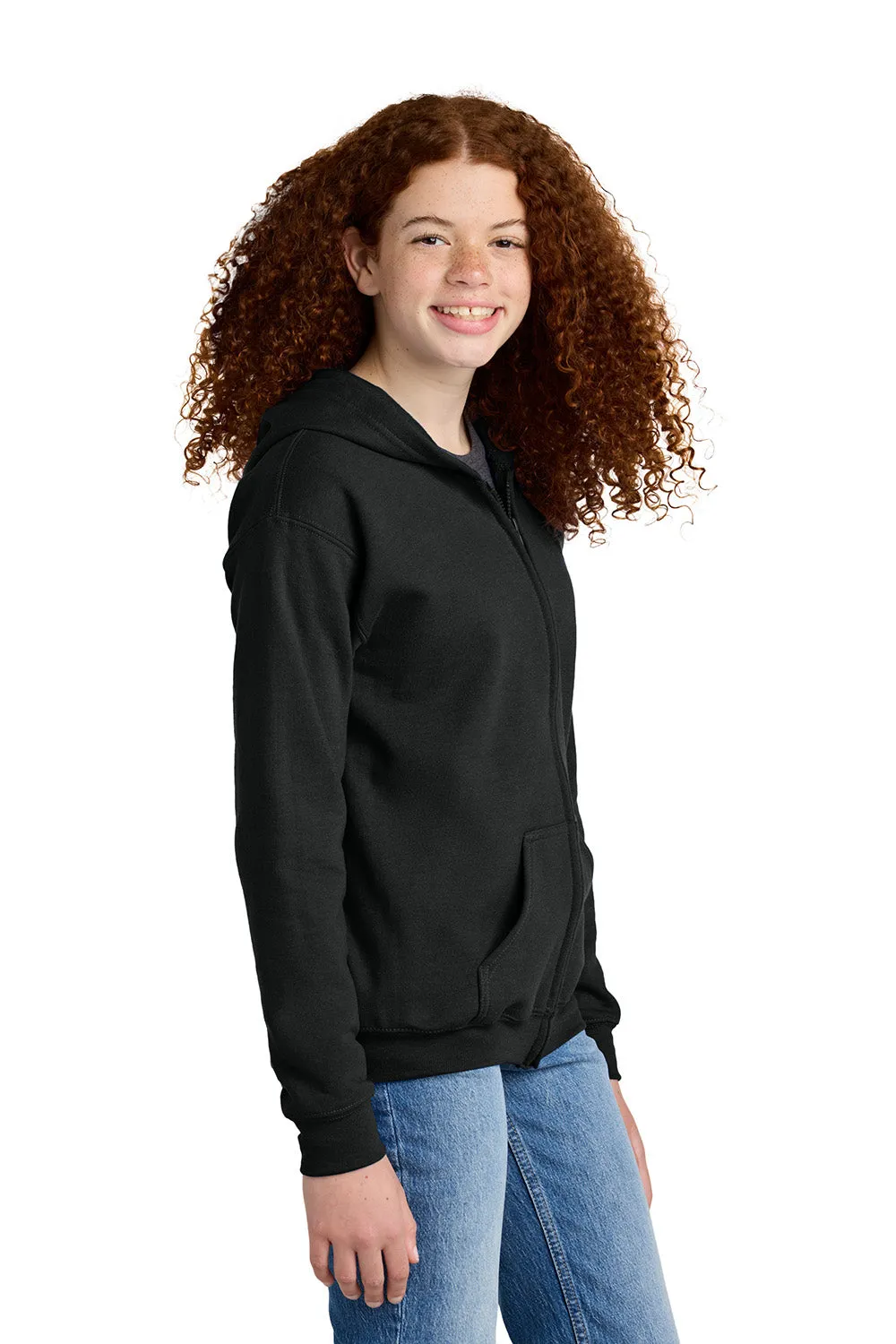 Gildan Jugend Heavy Blend Kapuzenpullover mit Reißverschluss und Taschen - Schwarz