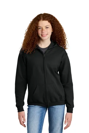 Gildan Jugend Heavy Blend Kapuzenpullover mit Reißverschluss und Taschen - Schwarz