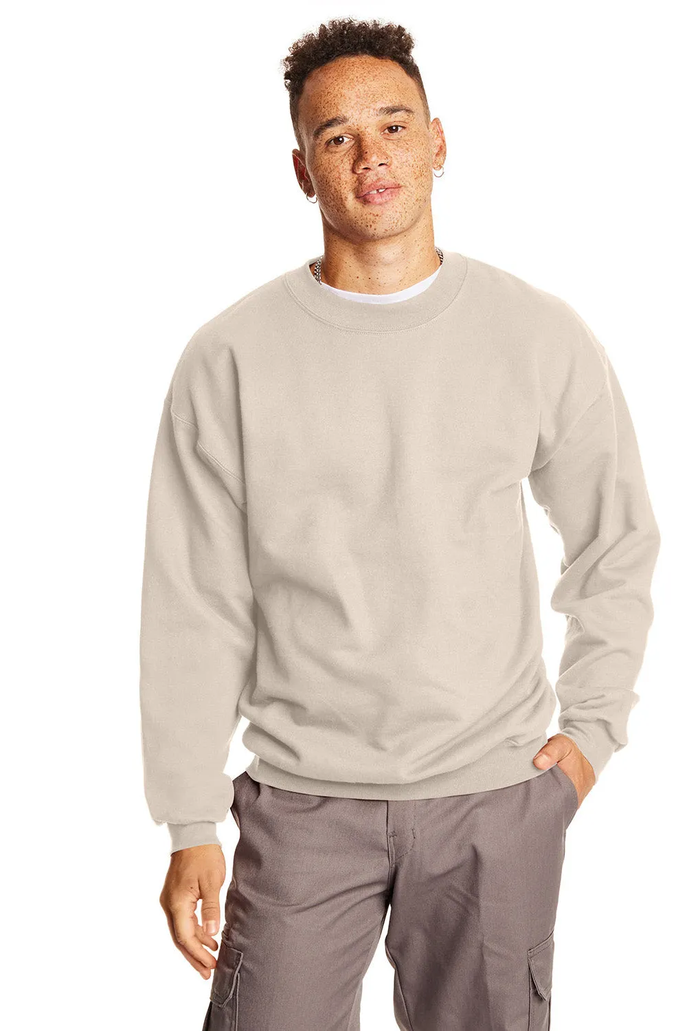 Hanes Herren Ultimate Cotton PrintPro XP pillingresistentes Rundhals-Sweatshirt - Sand