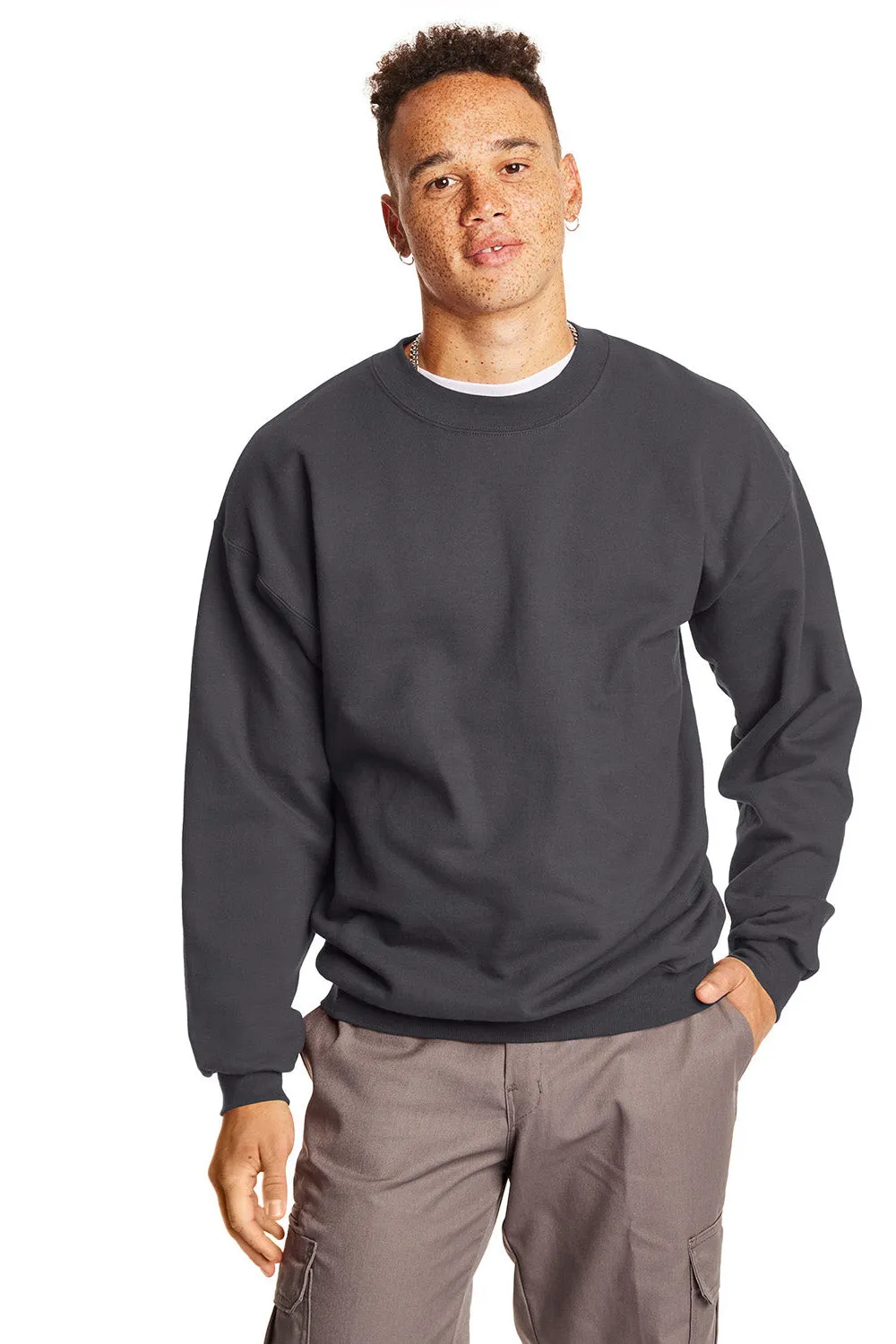Hanes Herren Ultimate Cotton PrintPro XP pillresistentes Rundhals-Sweatshirt - Rauchgrau