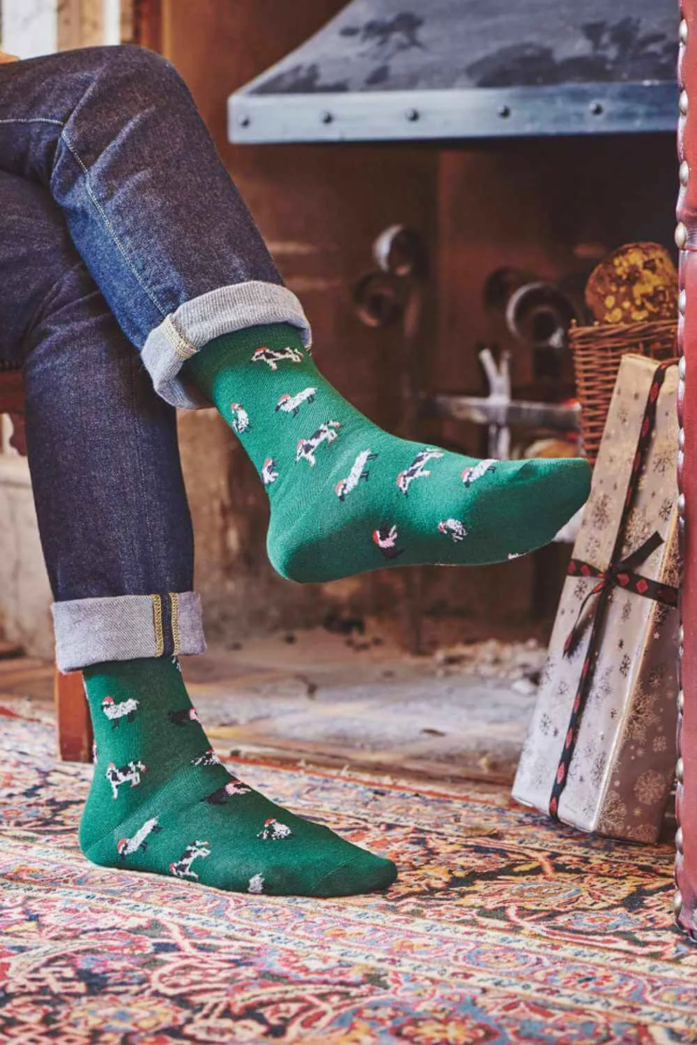 HJ Hall Tiere in Weihnachtsmützen Reiche Baumwollsocken HJ Accessoires