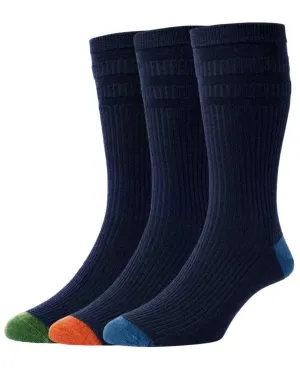 HJ Hall Kontrast Ferse & Zehe Wollreiche Softop Socken 3er Pack HJ Accessories
