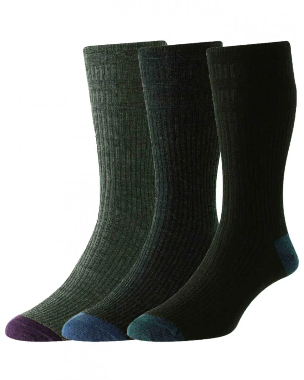 HJ Hall Kontrast Ferse & Zehe Wollreiche Softop Socken 3er Pack HJ Accessories