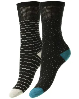 HJ Hall Dash & Wave Bamboo Komfort Socken | Zwillingspack HJ Accessories