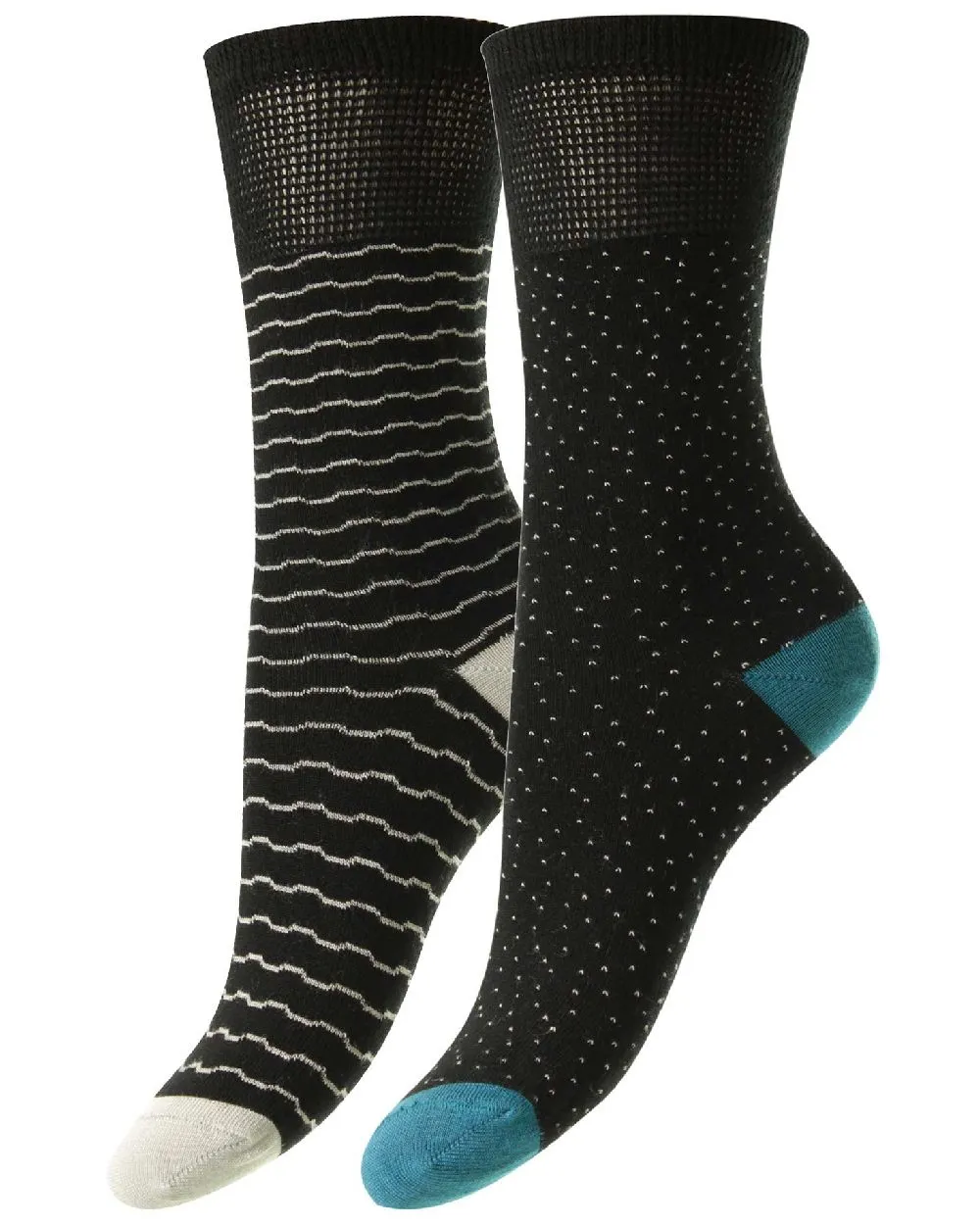 HJ Hall Dash & Wave Bamboo Komfort Socken | Zwillingspack HJ Accessories