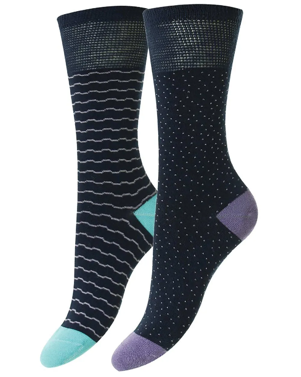 HJ Hall Dash & Wave Bamboo Komfort Socken | Zwillingspack HJ Accessories