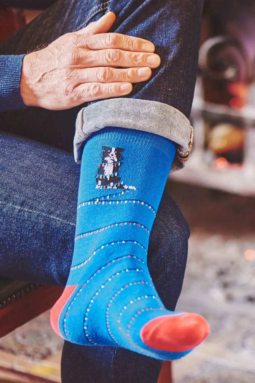 HJ Hall Hund mit Weihnachtslichtern Baumwollreiche Socken HJ Accessoires