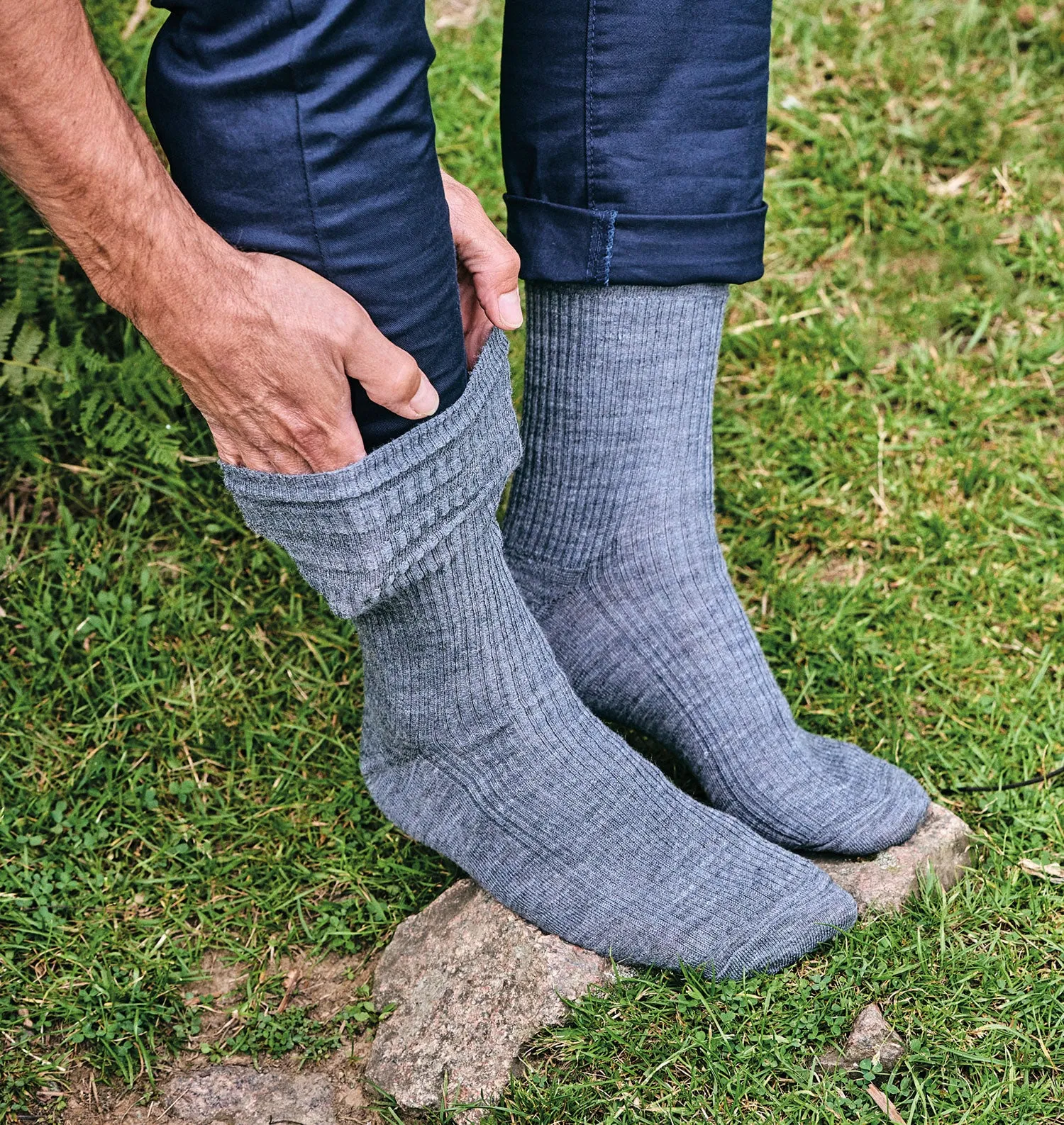 HJ Hall Extra Weiche Socke mit extra breitem Bund | Hygienisierte Wolle HJ Zubehör