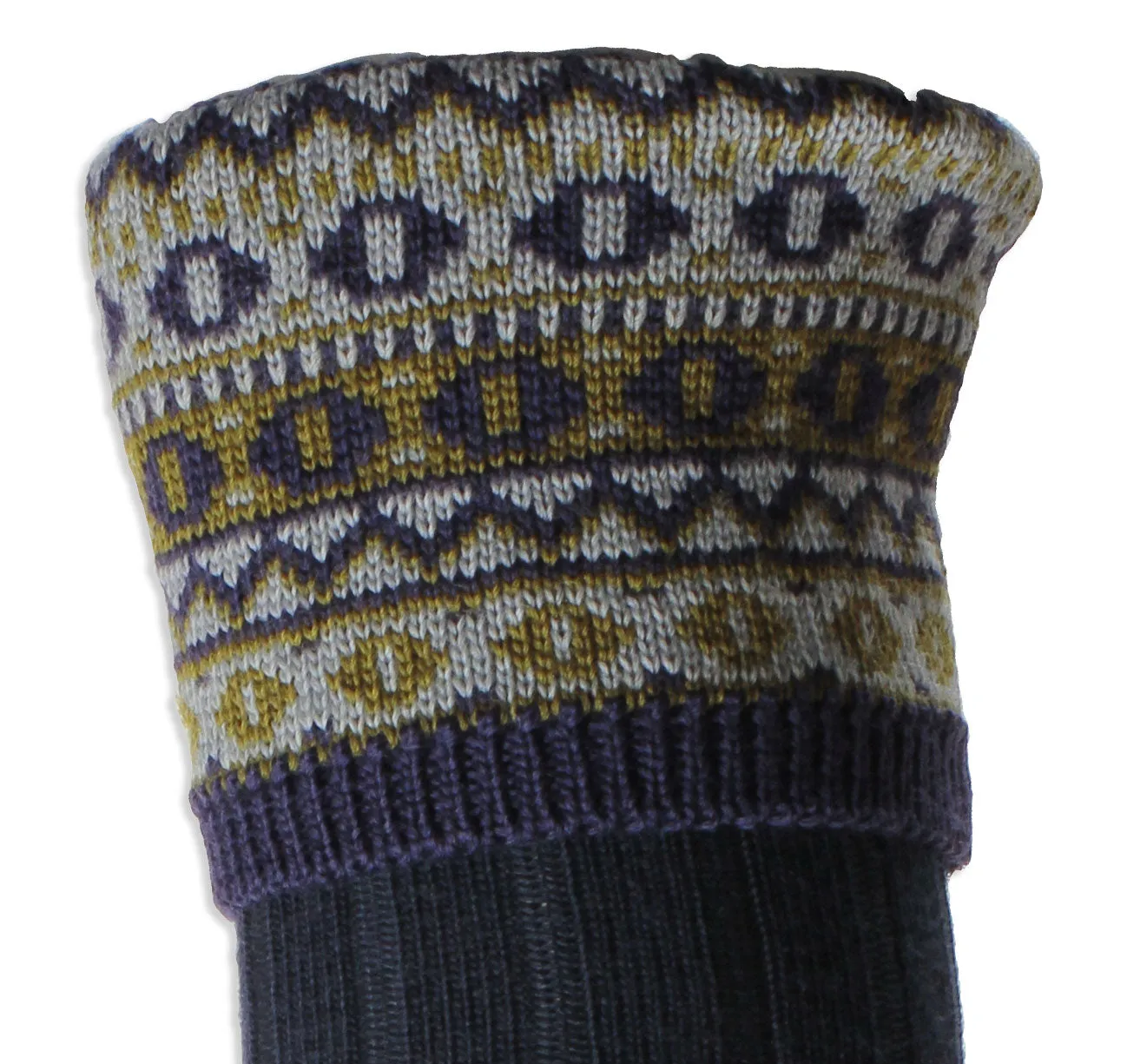 HJ Hall Foxley Damen Merinowolle-Langstrumpf | Fairisle-Muster oben HJ Accessoires