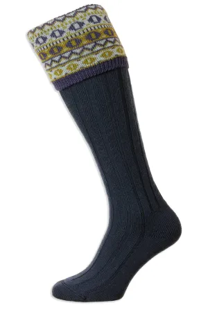 HJ Hall Foxley Damen Merinowolle-Langstrumpf | Fairisle-Muster oben HJ Accessoires