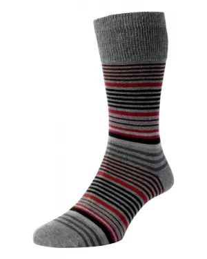 HJ Hall Graduated Streifen Komfort Top Socken HJ Accessoires
