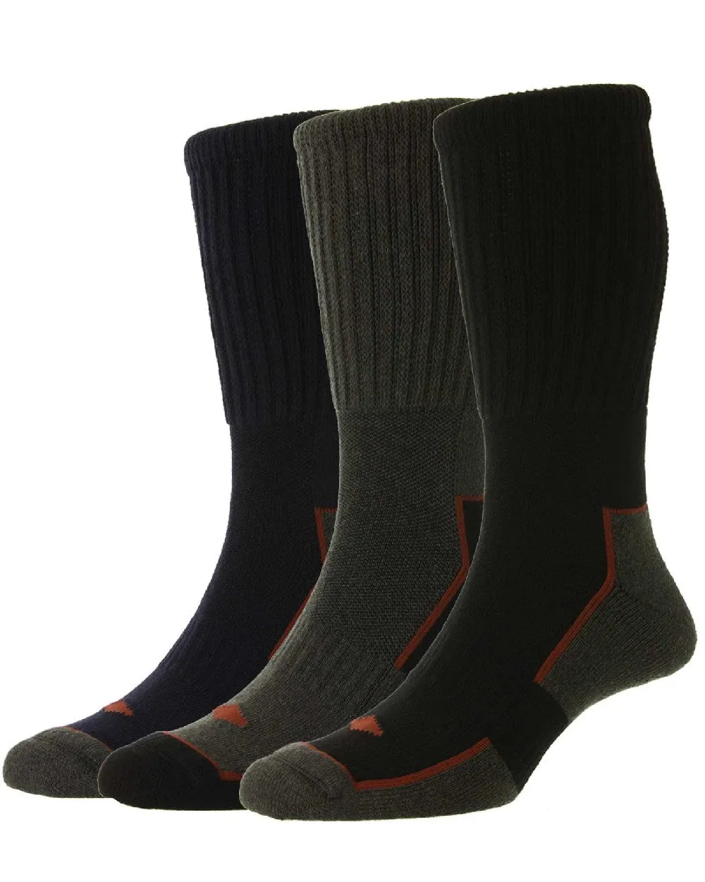 HJ Hall Lange Baumwoll Komfort Arbeits Socken Dreierpack HJ Accessories