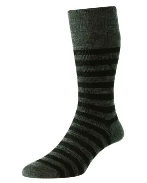 HJ Hall Herren Klassische Streifen Wolle Softop Socken HJ Accessoires