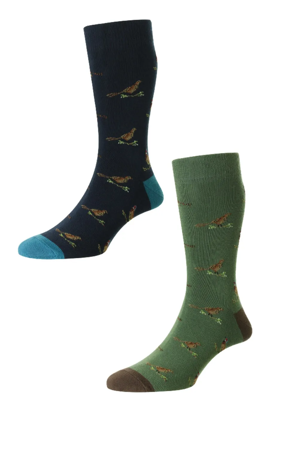 HJ Hall Fasan- und Auerhuhn-Motiv Reiche Baumwollsocken HJ Accessoires